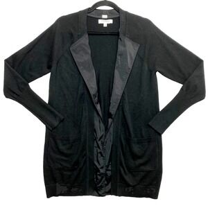 Kaufman Franco Sweater Cardigan Womens S Black Open‎ Knit Tunic Long